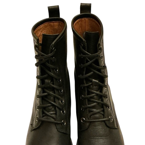 FRYE Veronica Flex Black Leather Combat Boot Size 6.5 Lace-ups - Picture 8 of 16